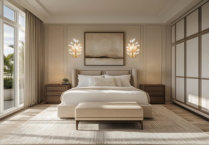 Claudine 1 Light 10" Wall Sconce in Modern Gold in a room setting