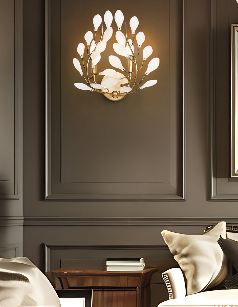 Claudine 2 Light 14.5" Wall Sconce in Modern Gold in a room setting