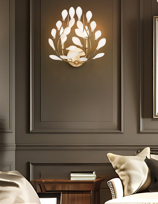 Claudine 2 Light 14.5" Wall Sconce in Modern Gold in a room setting