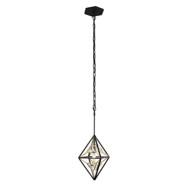 Marcia 10.25" Mini Pendant in Matte Black/French Gold