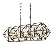 Marcia 5-Light 42" Linear Pendant in Matte Black/French Gold