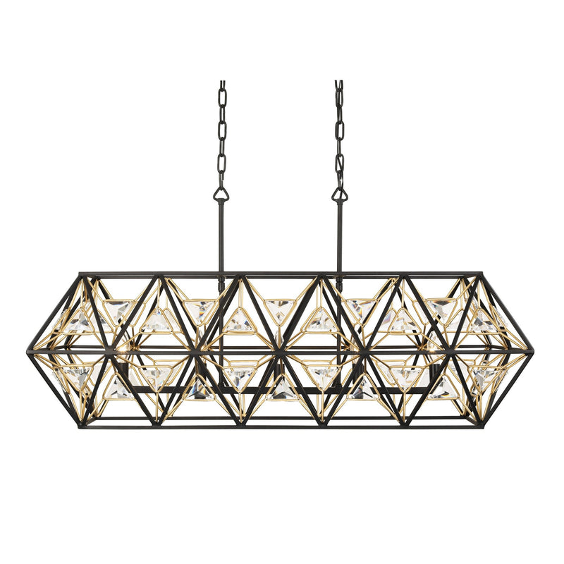 Marcia 5-Light 42" Linear Pendant in Matte Black/French Gold