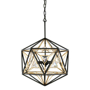 Marcia 3-Light 18" Pendant in Matte Black/French Gold