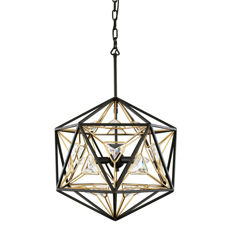 Marcia 3-Light 18" Pendant in Matte Black/French Gold