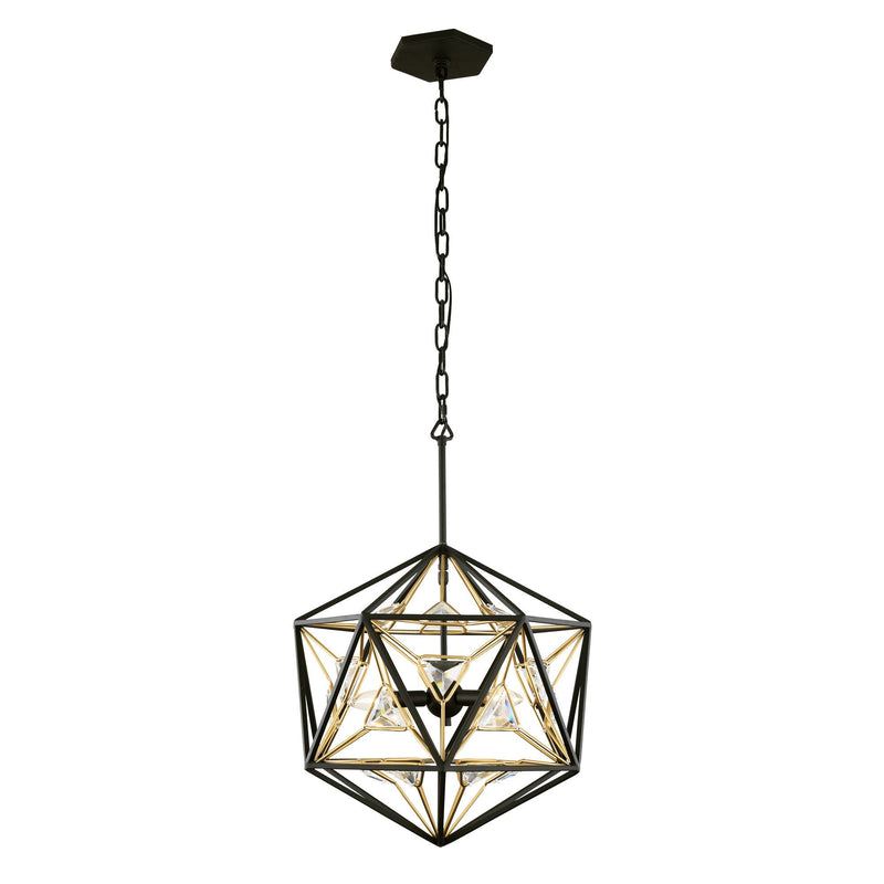 Marcia 3-Light 18" Pendant in Matte Black/French Gold