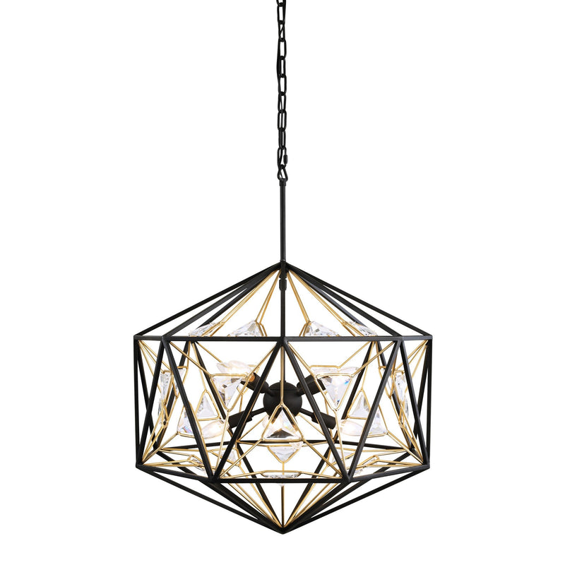 Marcia 8-Light 24" Pendant in Matte Black/French Gold