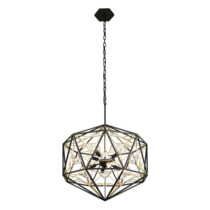 Marcia 8-Light 24" Pendant in Matte Black/French Gold