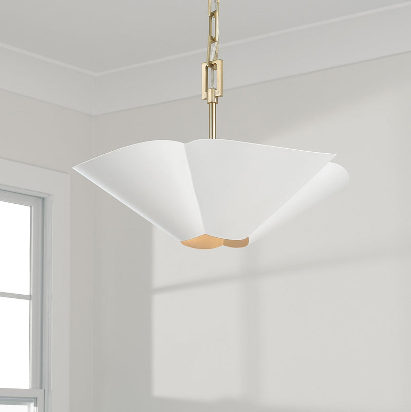 Maeve 4-Light Semi-Flush Mount in Matte Brass and White