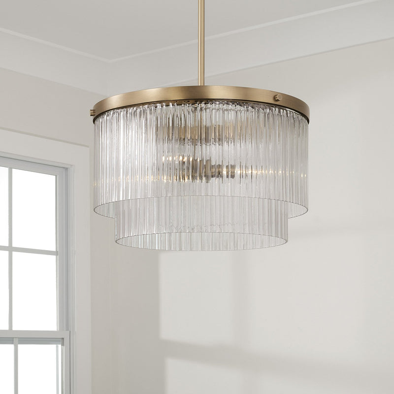 Vaughn 3-Light Convertible Pendant in Aged Brass