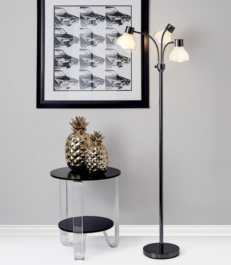 Presley 3-Light Tree Floor Lamp in Black Nickel
