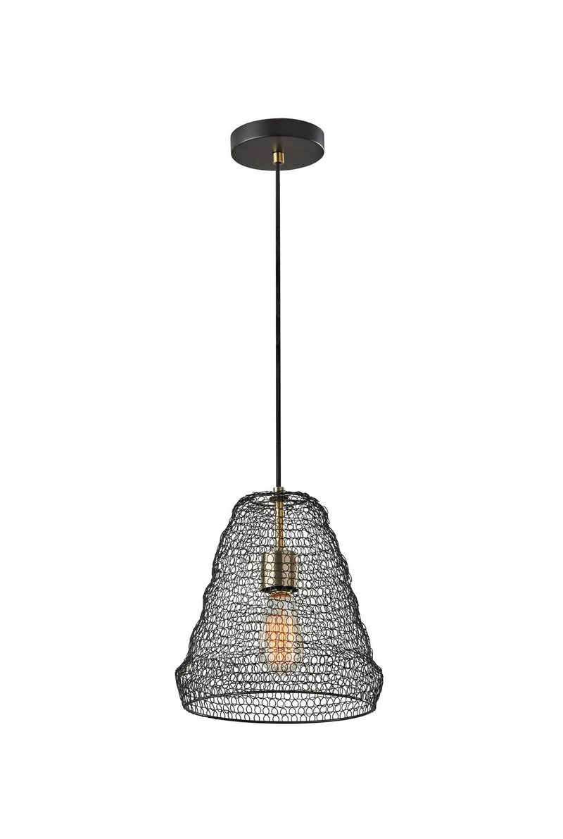 Sheridan Mini Pendant in Black W. Antique Brass