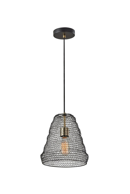 Sheridan Mini Pendant in Black W. Antique Brass