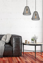 Sheridan Mini Pendant in Black W. Antique Brass