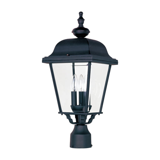 Builder Cast 3-Light Outdoor Pole/Post Lantern in Black with Clear Glass - Lamps Expo