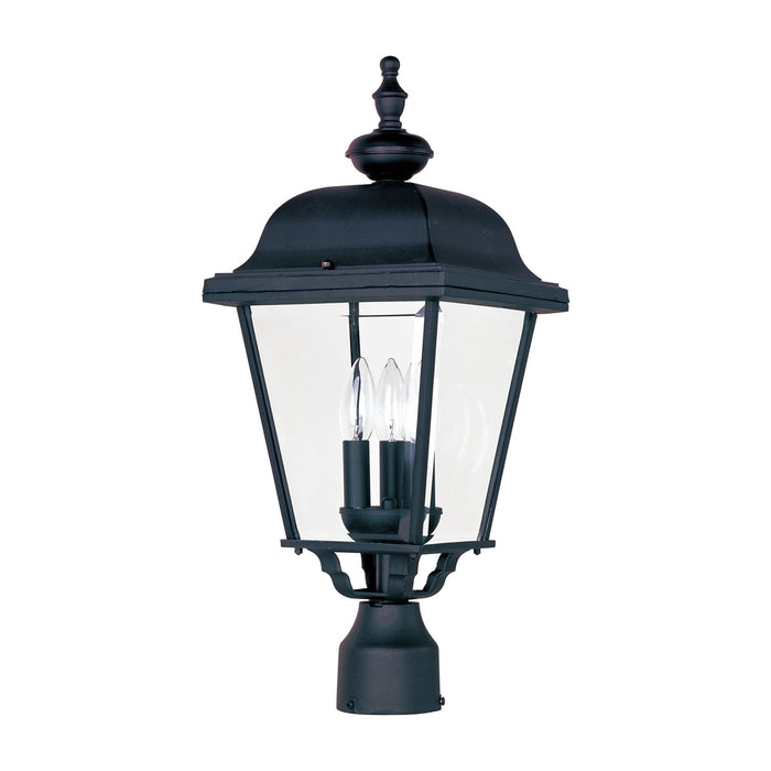 Builder Cast 3-Light Outdoor Pole/Post Lantern in Black with Clear Glass - Lamps Expo