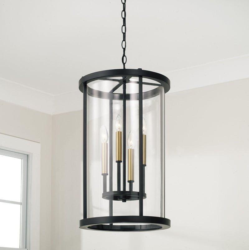 Davis 4-Light Pendant in Espresso and Brass