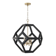 Geo 4-Light Pendant in Flat Black and Matte Brass