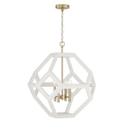 Geo 4-Light Pendant in Flat White and Matte Brass