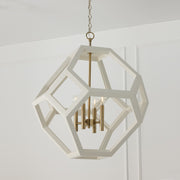 Geo 4-Light Pendant in Flat White and Matte Brass