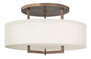 Hampton 26" 3-Light Semi-Flush Mount in Brushed Bronze