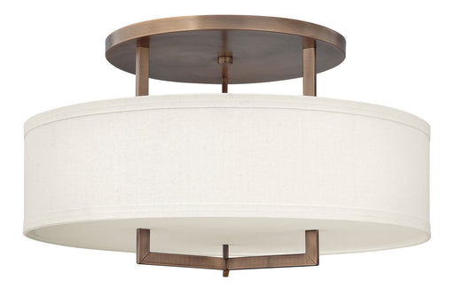 Hampton 26" 3-Light Semi-Flush Mount in Brushed Bronze