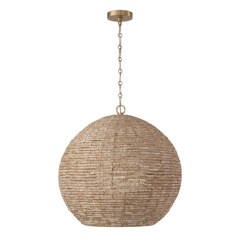 Morada Orb Pendant in Light Fawn and Matte Brass