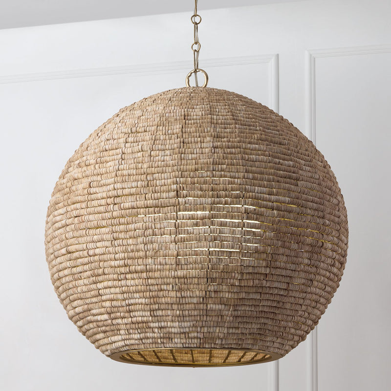 Morada Orb Pendant in Light Fawn and Matte Brass