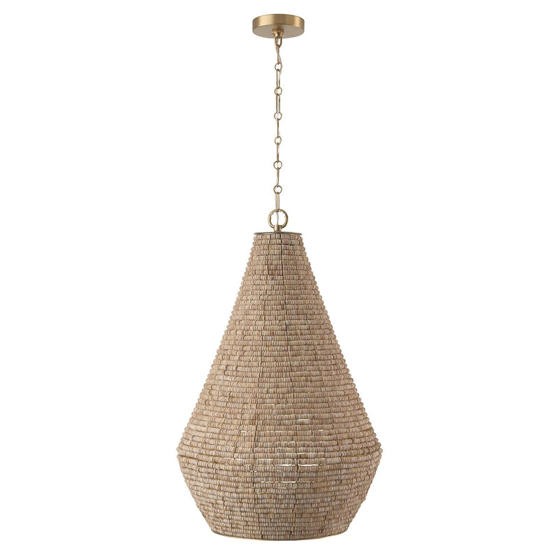 Morada Teardrop Pendant in Light Fawn and Matte Brass