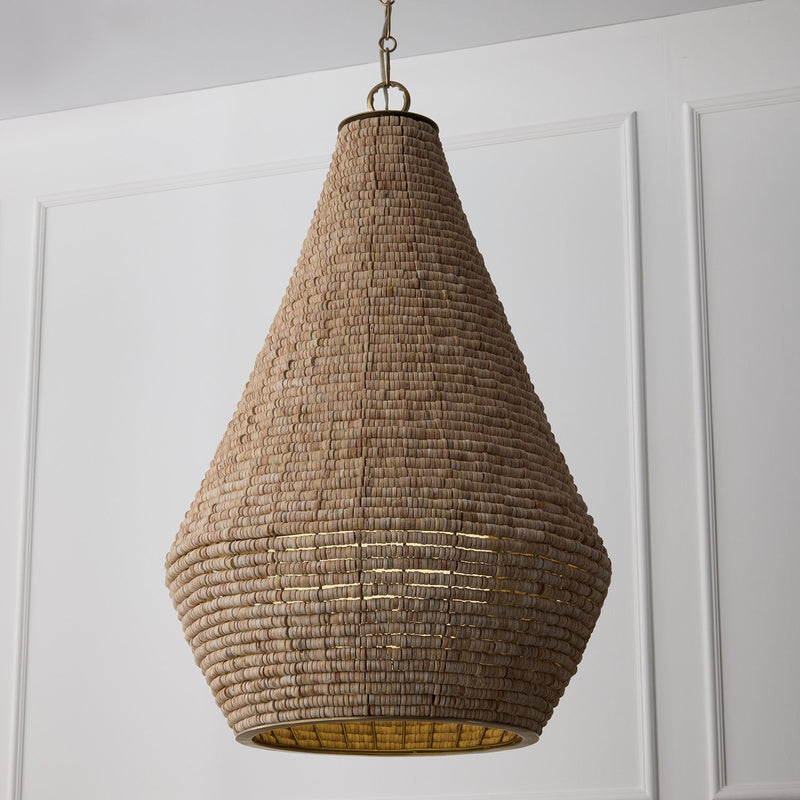 Morada Teardrop Pendant in Light Fawn and Matte Brass