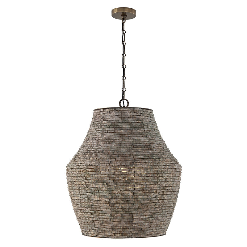 Morada Vase Pendant in Aegean Grey and Dark Brass
