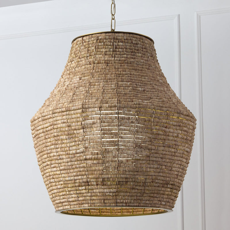 Morada Vase Pendant in Light Fawn and Matte Brass