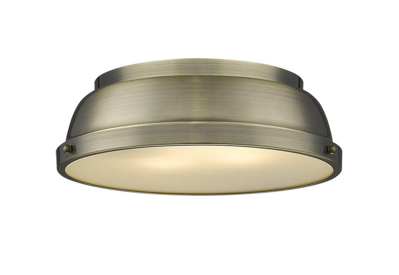 Duncan 2-Light Flush Mount in Aged Brass