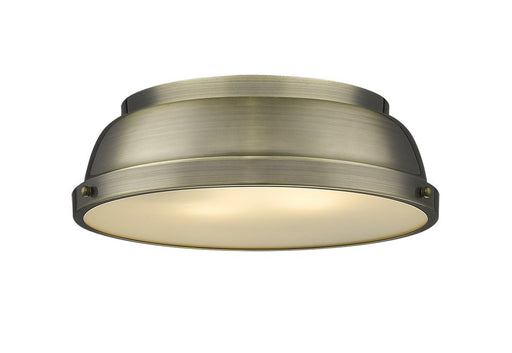Duncan 2-Light Flush Mount in Aged Brass