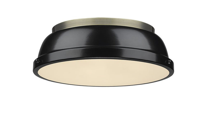 Duncan 2-Light Flush Mount in Aged Brass