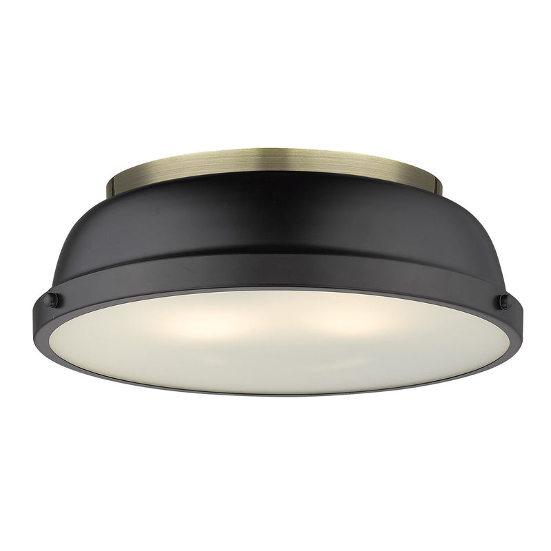 Duncan 2-Light Flush Mount in Aged Brass