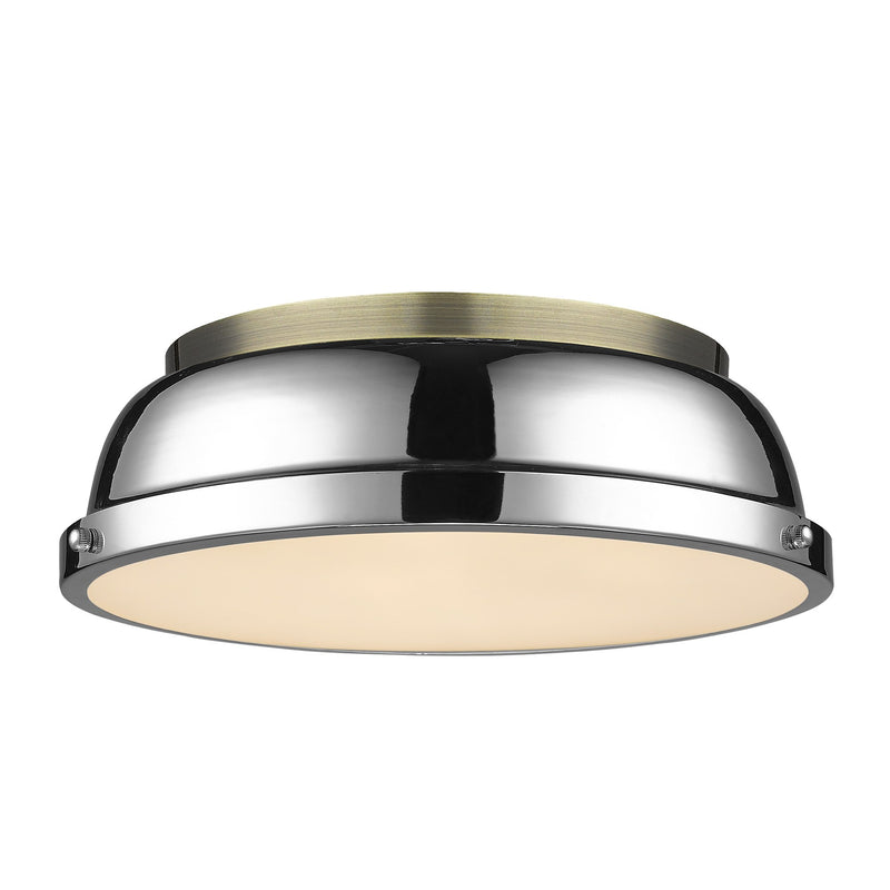 Duncan 2-Light Flush Mount in Aged Brass