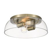Duncan 2-Light Flush Mount in Aged Brass