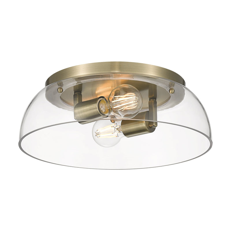 Duncan 2-Light Flush Mount in Aged Brass
