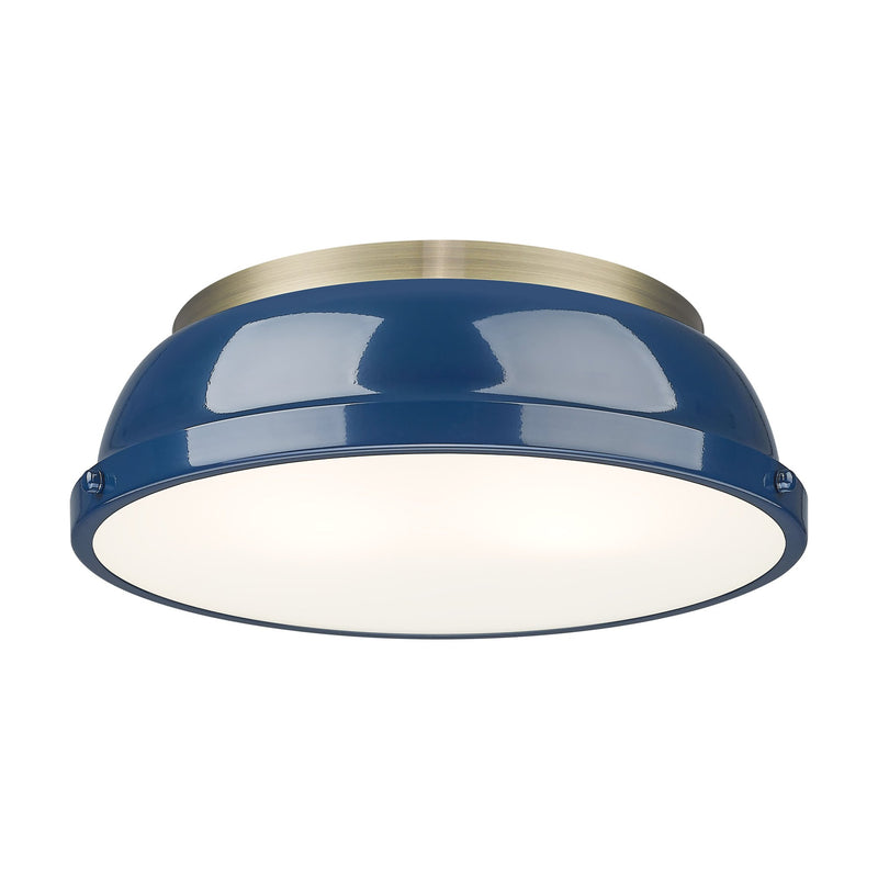 Duncan 2-Light Flush Mount in Aged Brass