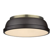 Duncan 2-Light Flush Mount in Aged Brass