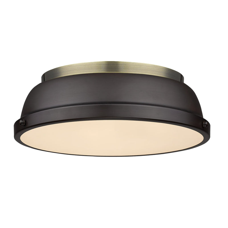 Duncan 2-Light Flush Mount in Aged Brass