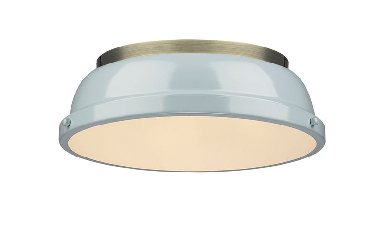Duncan 2-Light Flush Mount in Aged Brass