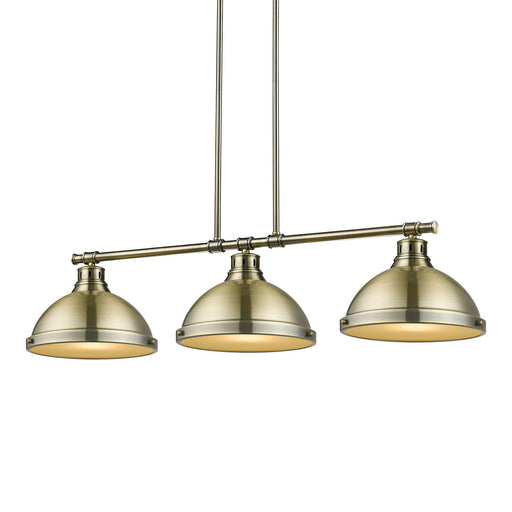 Duncan 3-Light Linear Pendant in Aged Brass