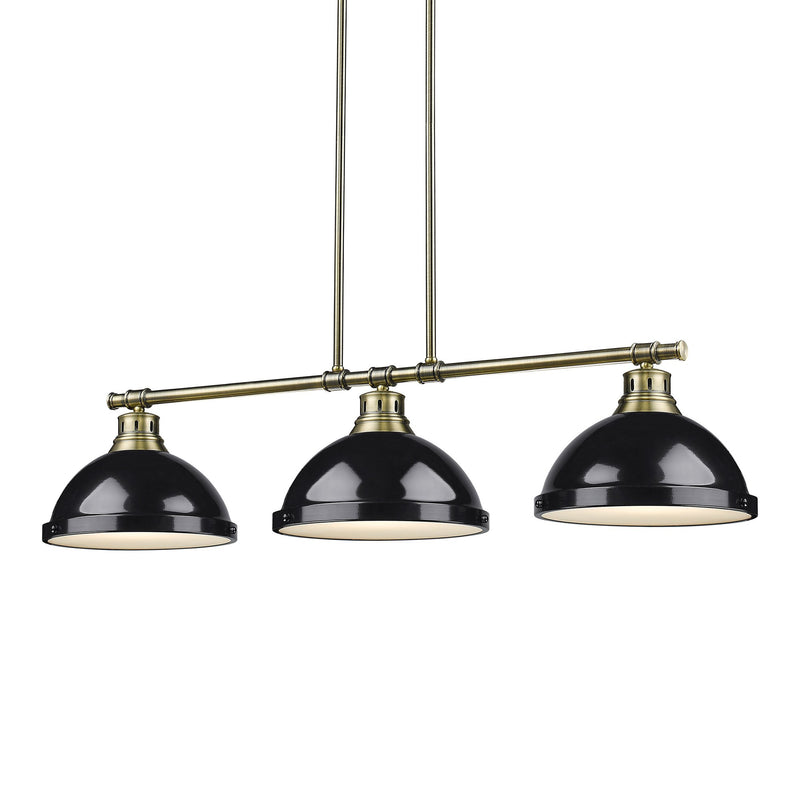 Duncan 3-Light Linear Pendant in Aged Brass