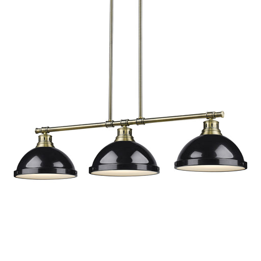 Duncan 3-Light Linear Pendant in Aged Brass