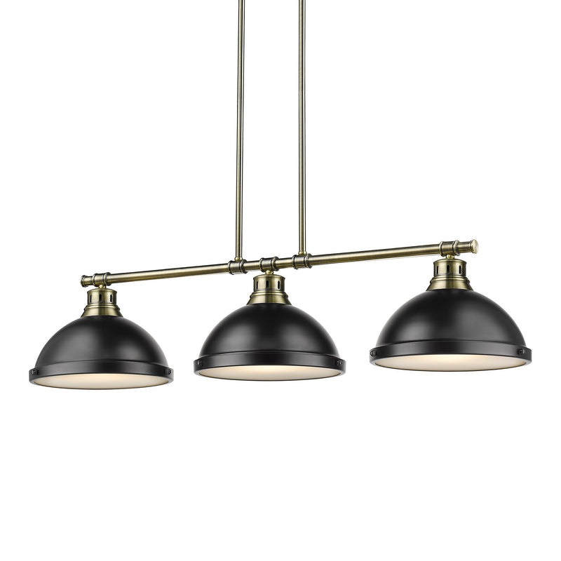 Duncan 3-Light Linear Pendant in Aged Brass