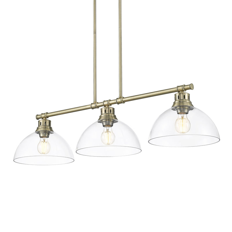 Duncan 3-Light Linear Pendant in Aged Brass