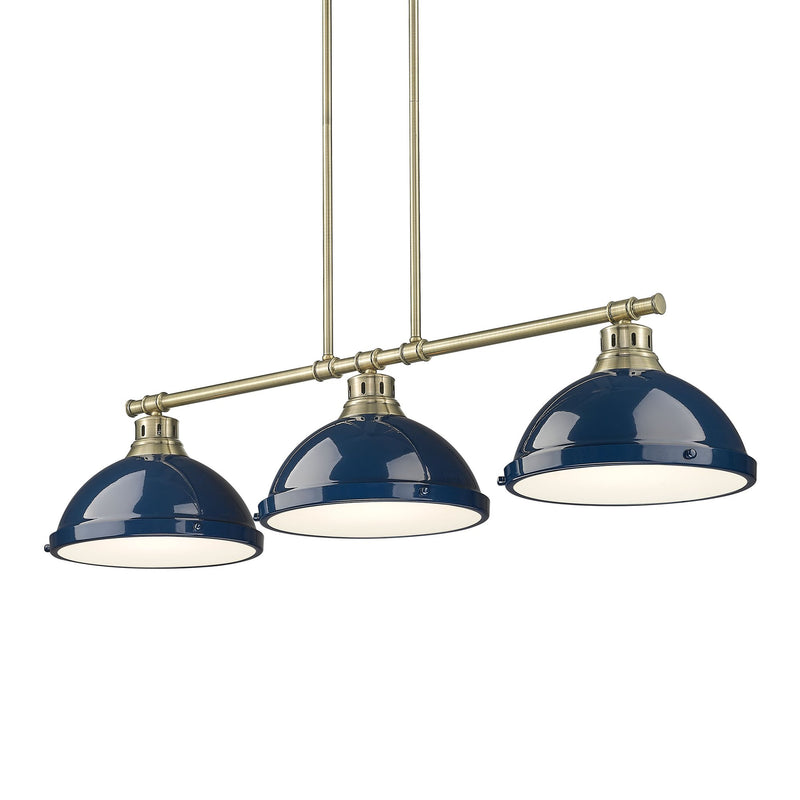 Duncan 3-Light Linear Pendant in Aged Brass