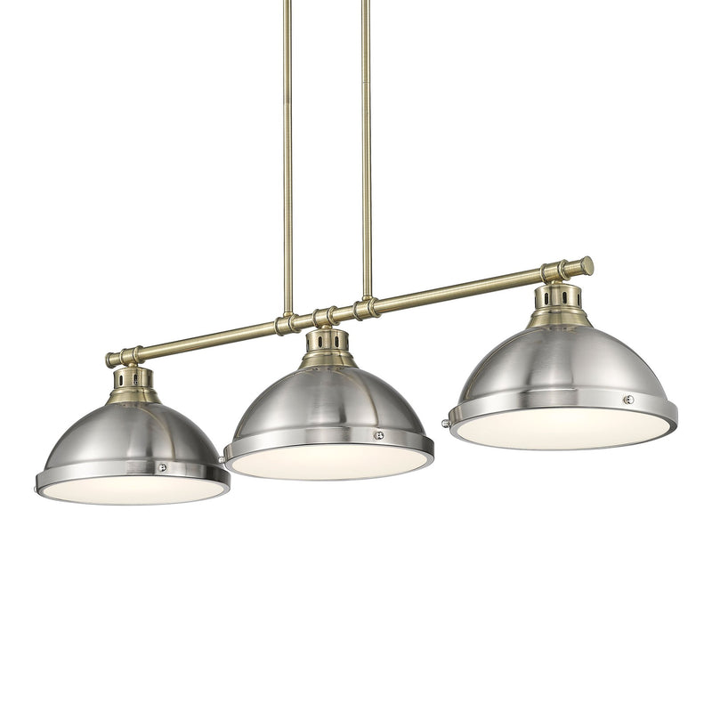 Duncan 3-Light Linear Pendant in Aged Brass