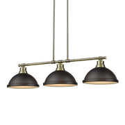 Duncan 3-Light Linear Pendant in Aged Brass